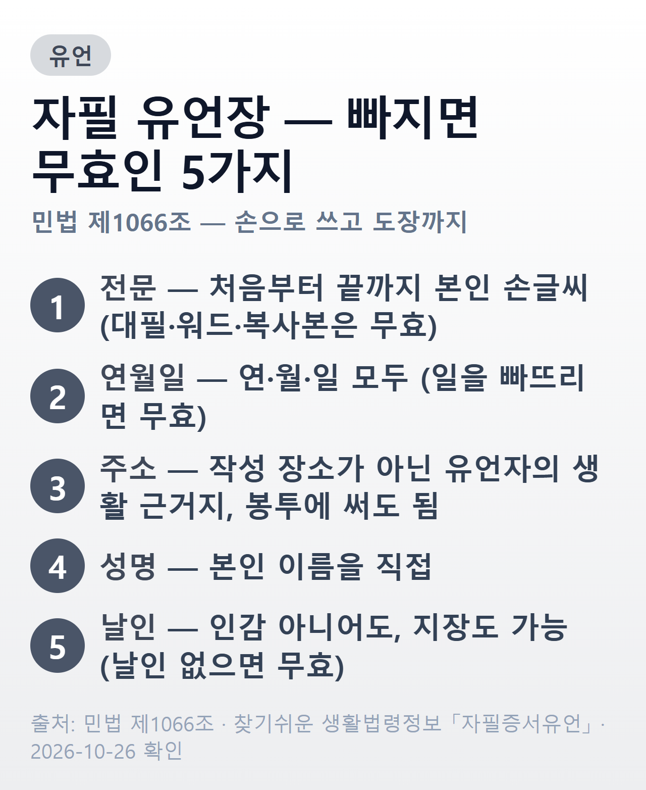 자필 유언장 필수 5가지 요건